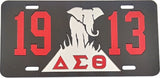 Delta Sigma Theta 1913 Elephant Burning Sands Mirror License Plate [Black/Red - Car or Truck]
