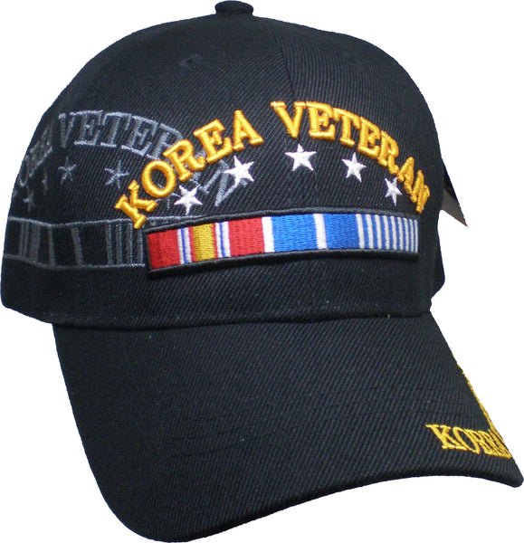 Korea Veteran Stars & Ribbons Shadow Mens Cap [Black - Adjustable Size]