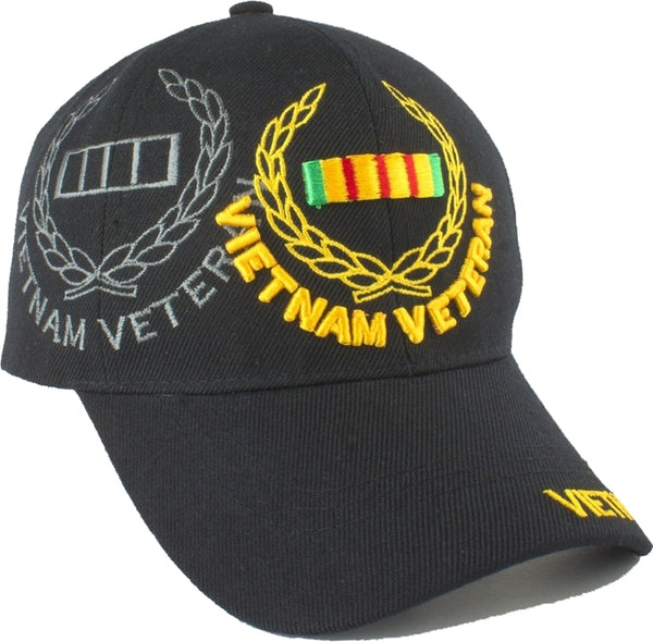 Vietnam Veteran Leaf Ribbon Shadow Mens Cap [Black - Adjustable Size - Baseball Cap]