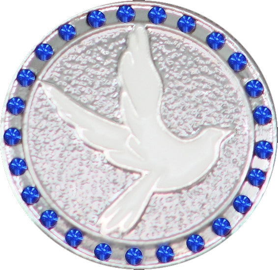 Zeta Phi Beta Dove Crystal Single Snap Button [Silver - 3/4"]