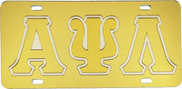 Alpha Psi Lambda Outlined Mirror License Plate [Gold/Gold/Silver - Car or Truck]