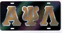 Alpha Psi Lambda Outlined Mirror License Plate [Black/Gold/Silver - Car or Truck]