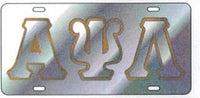 Alpha Psi Lambda Outlined Mirror License Plate [Silver/Silver/Gold - Car or Truck]
