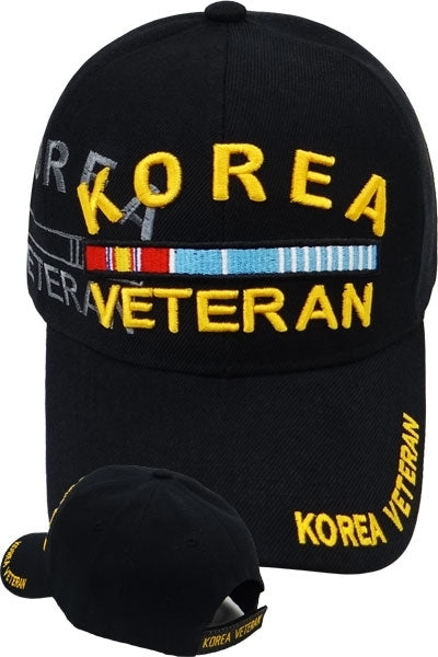 Korea War Veteran Ribbon Shadow Mens Cap [Black - Adjustable Size - Baseball Cap]