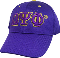 Omega Psi Phi Fraternity 3 Letter Polymesh Mens Cap [Purple - FlexFit Size]