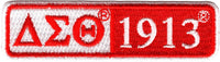 Delta Sigma Theta 1913 Split Bar Iron-On Patch [Red/White - 3.5"W x 1"T]