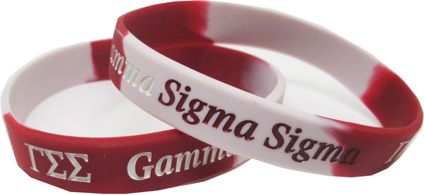 Gamma Sigma Sigma Color Swirl Silicone Bracelet [Maroon/White - 8" - Pack of 2]