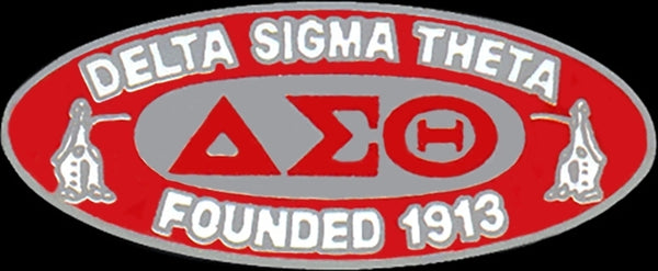 Delta Sigma Theta Founded 1913 Oval Lapel Pin [Silver - 1"]