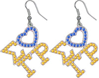 Sigma Gamma Rho Ladies Crystal Heart Earrings [Silver - 5/8"]