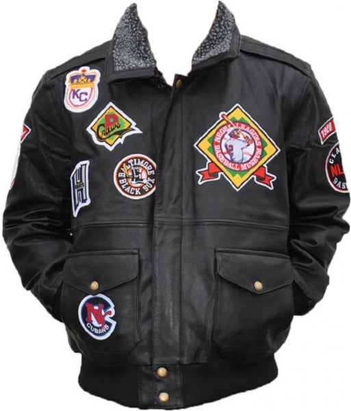 Big Boy Negro League Baseball Museum S3 Mens Leather Bomber Jacket [Black]