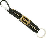 Alpha Phi Alpha Paracord Survival Key Chain w/Carabiner/Split Hook [Black/Old Gold]