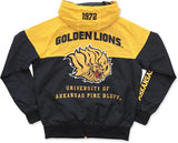 Big Boy Arkansas at Pine Bluff Golden Lions S4 Mens Windbreaker Jacket [Black]