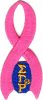 Sigma Gamma Rho Pink Ribbon Iron-On Patch [Pink - 2.25"]