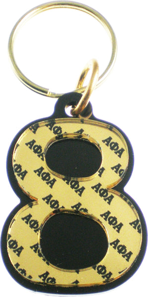 Alpha Phi Alpha Color Mirror Line #8 Keychain [Black/Gold - 3.25"]