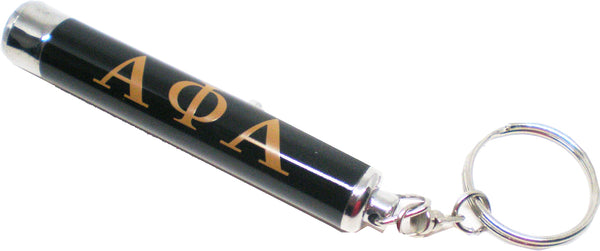 Alpha Phi Alpha Shield Projection Torch Light Flashlight Keychain [Black - 3"]