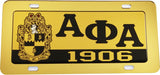 Alpha Phi Alpha Domed Shield Mirror Car Tag License Plate [Gold - Car or Truck]