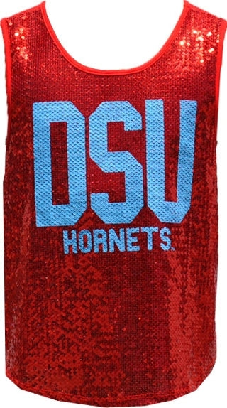 Big Boy Delaware State Hornets Ladies Sequins Tank Top [Red]