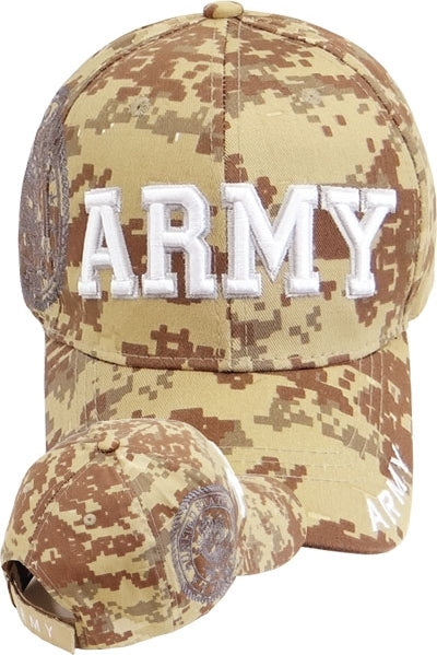 Army Block Text Shadow Mens Cap [Desert Digital - Adjustable Size - Baseball Cap]