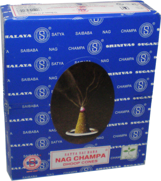 Satya Sai Baba Classic Nag Champa Dhoop Incense Cones [Pre-Pack - Brown]