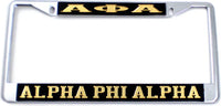 Alpha Phi Alpha Classic License Plate Frame [Silver Standard Frame - Black/Gold]
