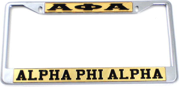 Alpha Phi Alpha Classic License Plate Frame [Gold/Black - Car or Truck - Silver Standard Frame]