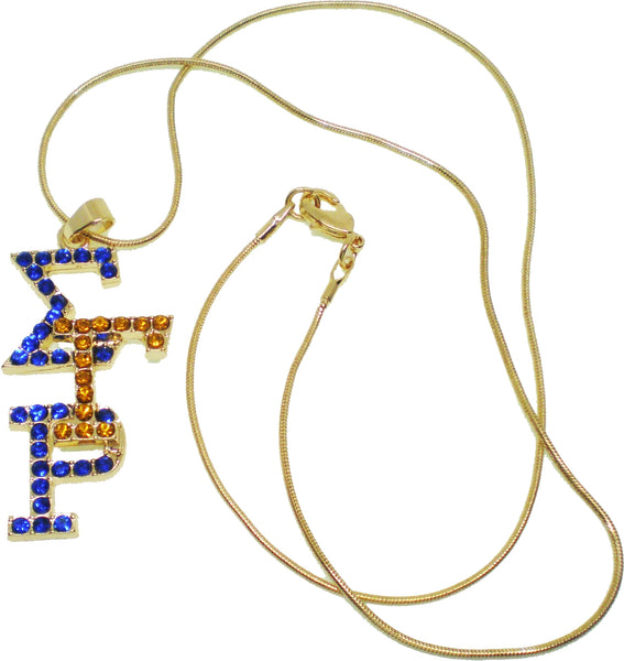 Sigma Gamma Rho Overlap Letters Pendant with Necklace [Gold - 1.75"T]