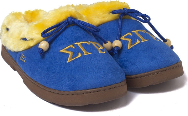 Sigma Gamma Rho Ladies Cozy Slippers [Blue/Gold]