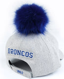 Big Boy Fayetteville State Broncos S148 Ladies Pom Pom Cap [Grey - Adjustable Size]