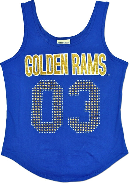 Big Boy Albany State Golden Rams S2 Rhinestone Ladies Tank Top [Royal Blue]