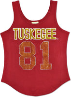 Big Boy Tuskegee Golden Tigers S2 Rhinestone Ladies Tank Top [Crimson Red]
