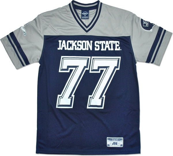 Big Boy Jackson State Tigers S9 Mens Football Jersey [Navy Blue]