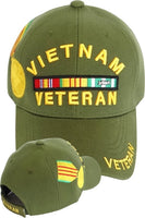 Vietnam Veteran Ribbons With Color Medal Mens Cap [Olive Green - Adjustable Size]