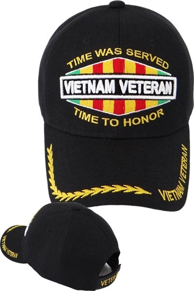 Vietnam Veteran Time To Honor Mens Cap [Black - Adjustable Size]