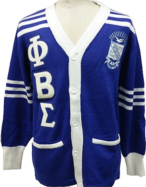 Buffalo Dallas Phi Beta Sigma Fraternity Mens Cardigan Sweater [Blue]