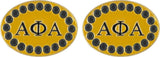 Alpha Phi Alpha Crystal Oval Mens Cuff Links [Gold - 1" Each]