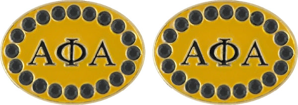 Alpha Phi Alpha Crystal Oval Mens Cuff Links [Gold - 1" Each]