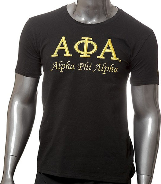 Alpha Phi Alpha 3D Embroidered Signature Mens T-Shirt [Black - 2X-Large]