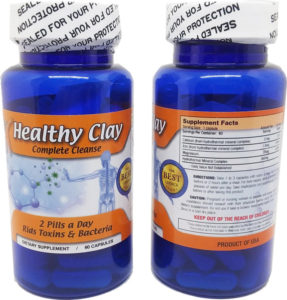 MineCeuticals Healthy Oregon Blue Clay Complete Detox Cleanse Capsules [Pre-Pack - Blue - 60 Capsules]
