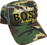 Jesus Is My Boss A-Men Mens Cap [Green Camouflage]