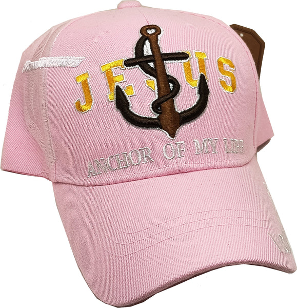 Jesus Anchor of My Life Mens Cap [Pink - Adjustable Size]
