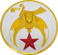 Shriner Sword Symbol Round Car Emblem [White - 2.75"]