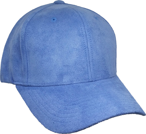 Plain Suede Leather Mens Baseball Cap [Curved Bill - Sky Blue]