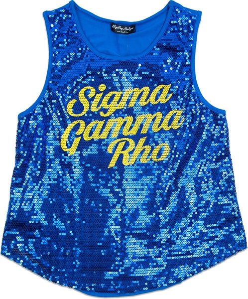 Big Boy Sigma Gamma Rho Divine 9 Sequins Tank Top [Royal Blue]
