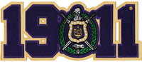 Omega Psi Phi Shield 1911 Twill Iron-On Patch [Gold/Purple - 11.25" x 4"]