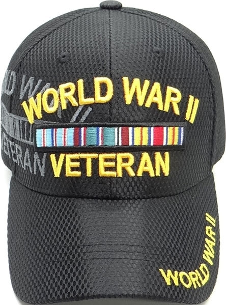 World War II Arch Shadow Jersey Mesh Mens Cap [Black - Adjustable Size - Baseball Cap]