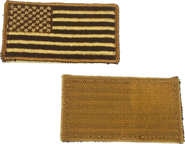 USA Flag Hook And Loop Patch [Pre-Pack - Khaki/Brown - 3.25" x 2"]