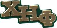 Chi Eta Phi Big Letter Mirror Pin [Green/Gold - 3"]