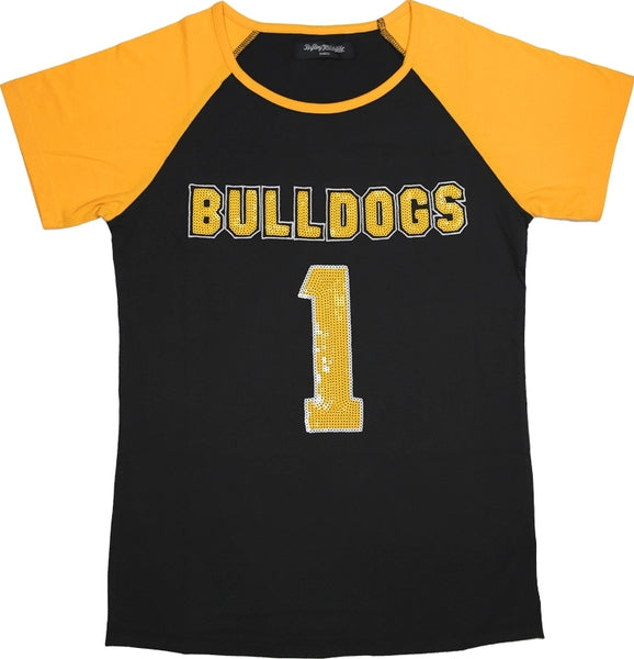 Big Boy Bowie State Bulldogs Ladies Sequins Patch Tee [Black]