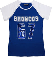 Big Boy Fayetteville State Broncos Ladies Sequins Patch Tee [Royal Blue]