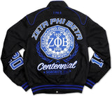 Big Boy Zeta Phi Beta Centennial Divine 9 S9 Ladies Twill Racing Jacket [Black]